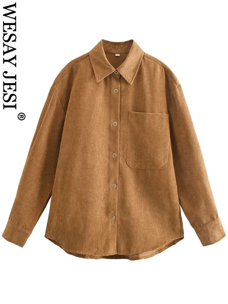 

WESAY JESI Women's Fashion Shirt Cardigan Casual Loose Solid Color Brown Trend All-match Commuting Simple And Elegant Shirt Top