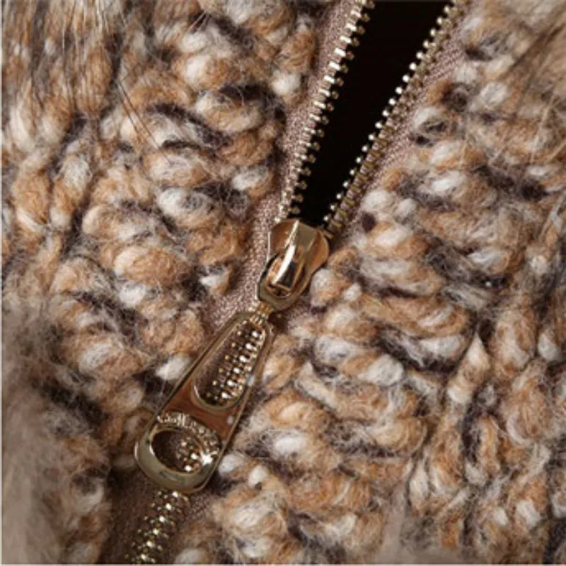 Women Real Fur Thicken Winter Coat Warm Whole Skin Raccoon Fur Coat Patchwork Wool Short Jacket Winter