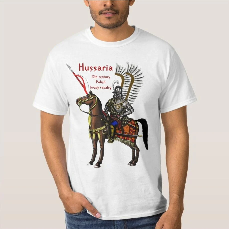 

Polish 17th Century Hussar Heavy Cavalry T-shirt Short Sleeve Casual Cotton O-Neck Men T Shirt