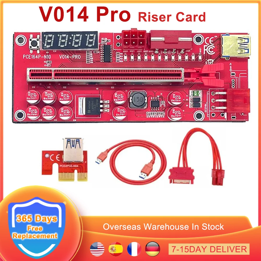 

Плата расширения V014 Pro USB 3,0 PCIE, кабель PCI Express X1 X16, кабель питания SATA на 6 контактов для майнинга биткоинов, 1-10 шт.