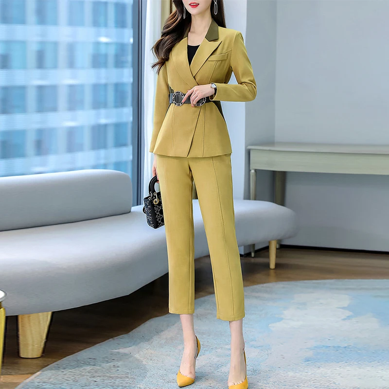 

Женский офисный Дизайнерский Костюм, комплект из двух предметов, пальто и брюки-карандаш, весна-осень