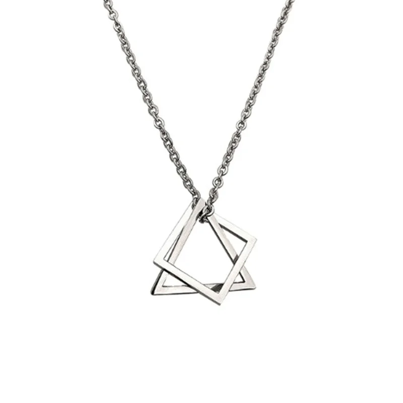 

Новый геометрический соединенный квадратный треугольный мужской кулон для мужчин и женщин Современный модный геометрический составной эл...