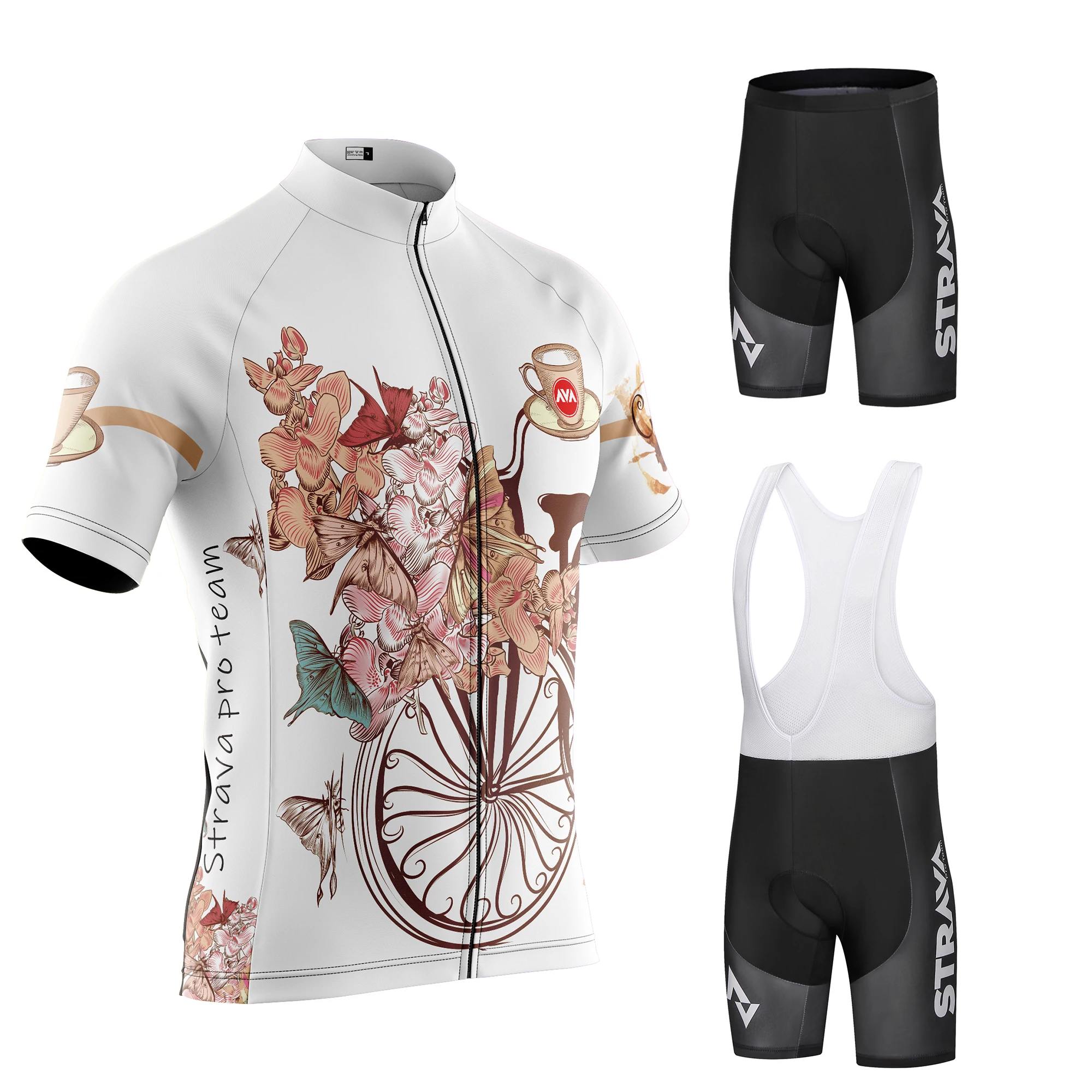 

STRAVA Pro Team Cycling Jersey Men Set Bib Shorts Set Summer Bike Jersey Bicycle Racing Uniform Clothes