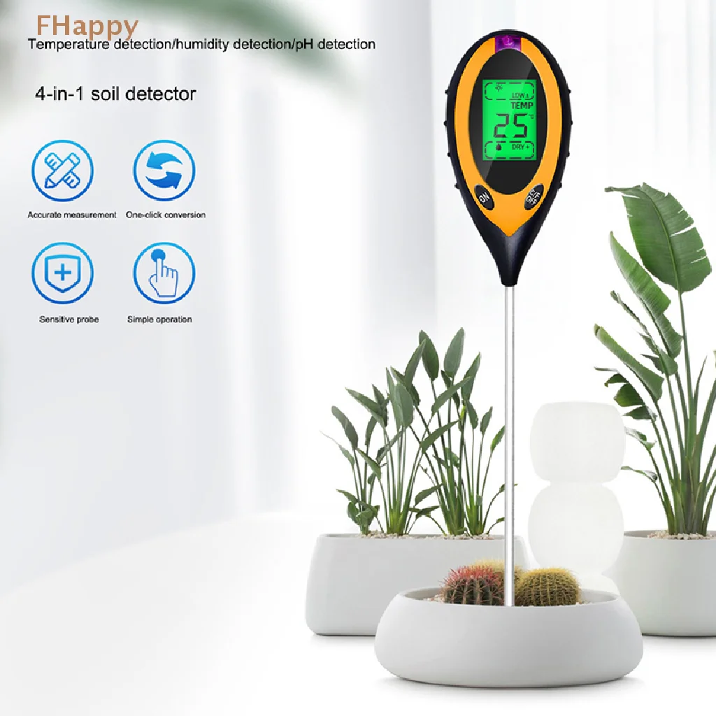

Digital 4 In 1 Soil PH Meter Moisture Monitor Temperature Sunlight Tester for Gardening Plants Farming