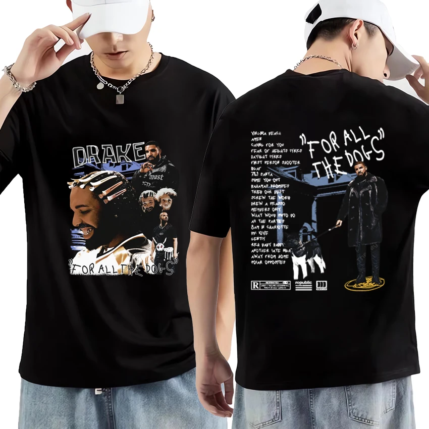Футболка с принтом Дрейк для всех собак свободная хлопковая уличная одежда в