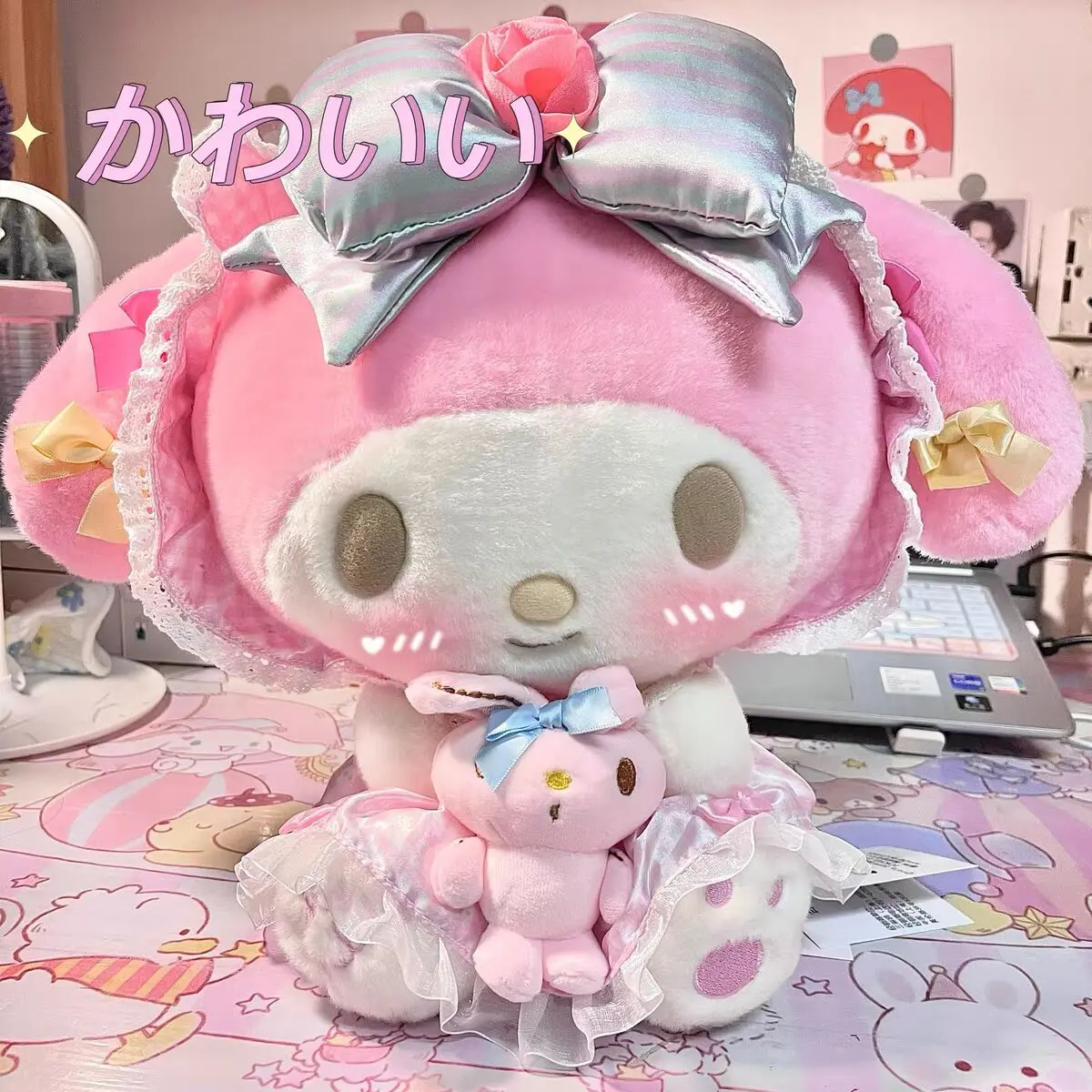 

Sanrio Spring Rabbit Series Plush doll Melody Kuromi doll Girls' holiday gifts soft doll