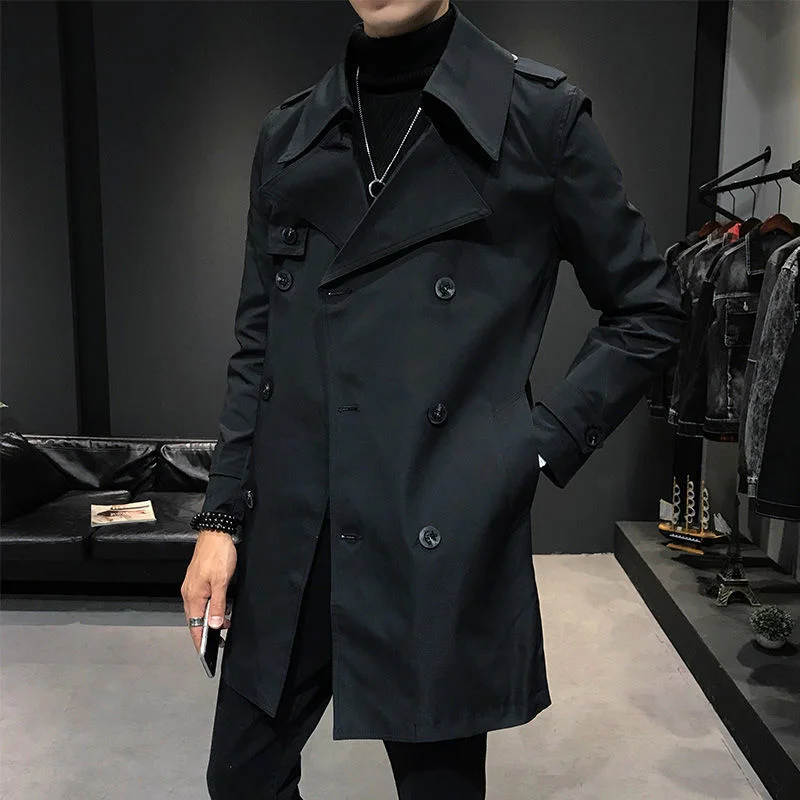 

Man Trench Coat Lapel Windbreaker Leisure Time Business Affairs British Style Trench Coats Fashion Trend Show Thinness Coat