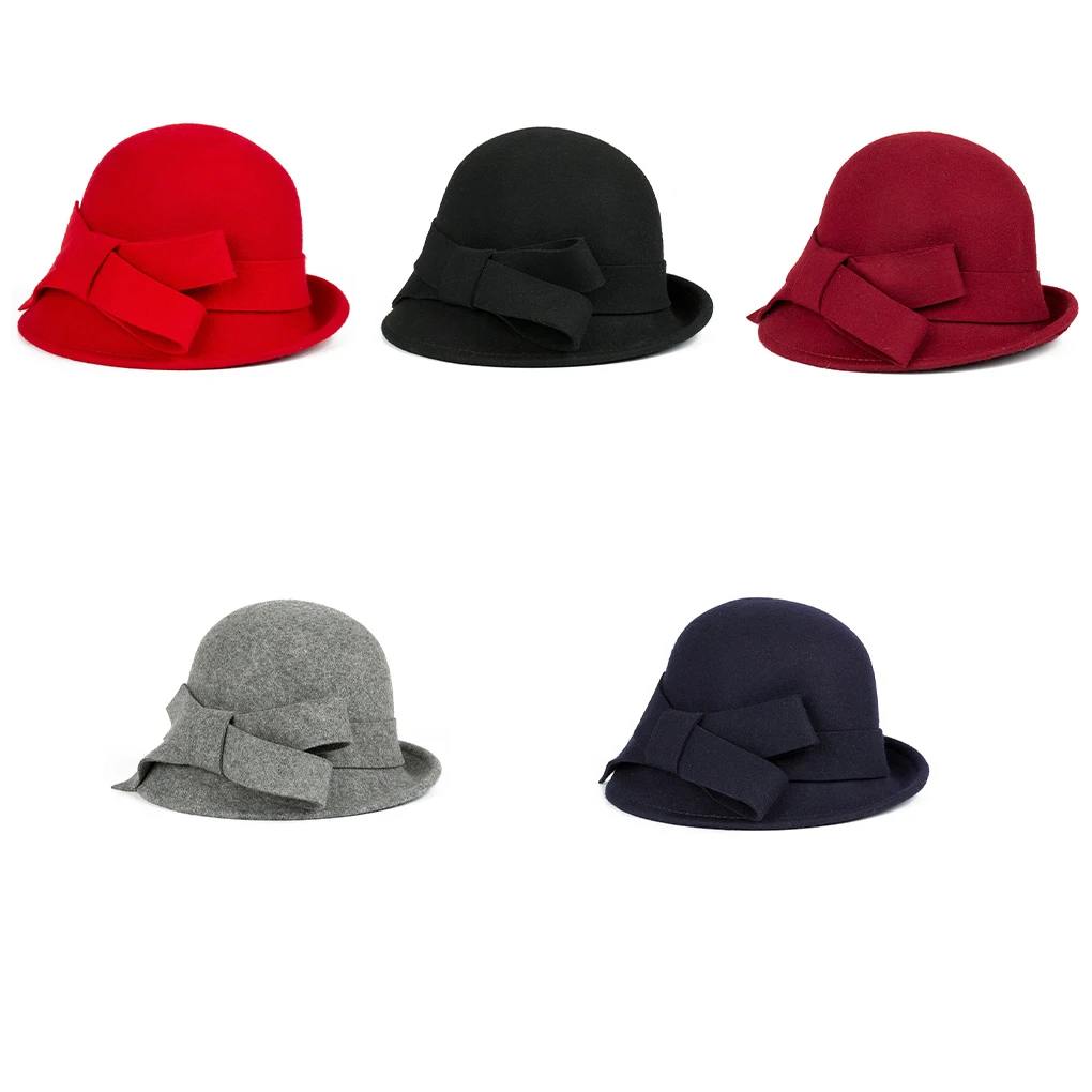 

Шляпа фетровая женская с бантом, декоративная Удобная дышащая шапка для взрослых, украшение для головы, Осень-зима