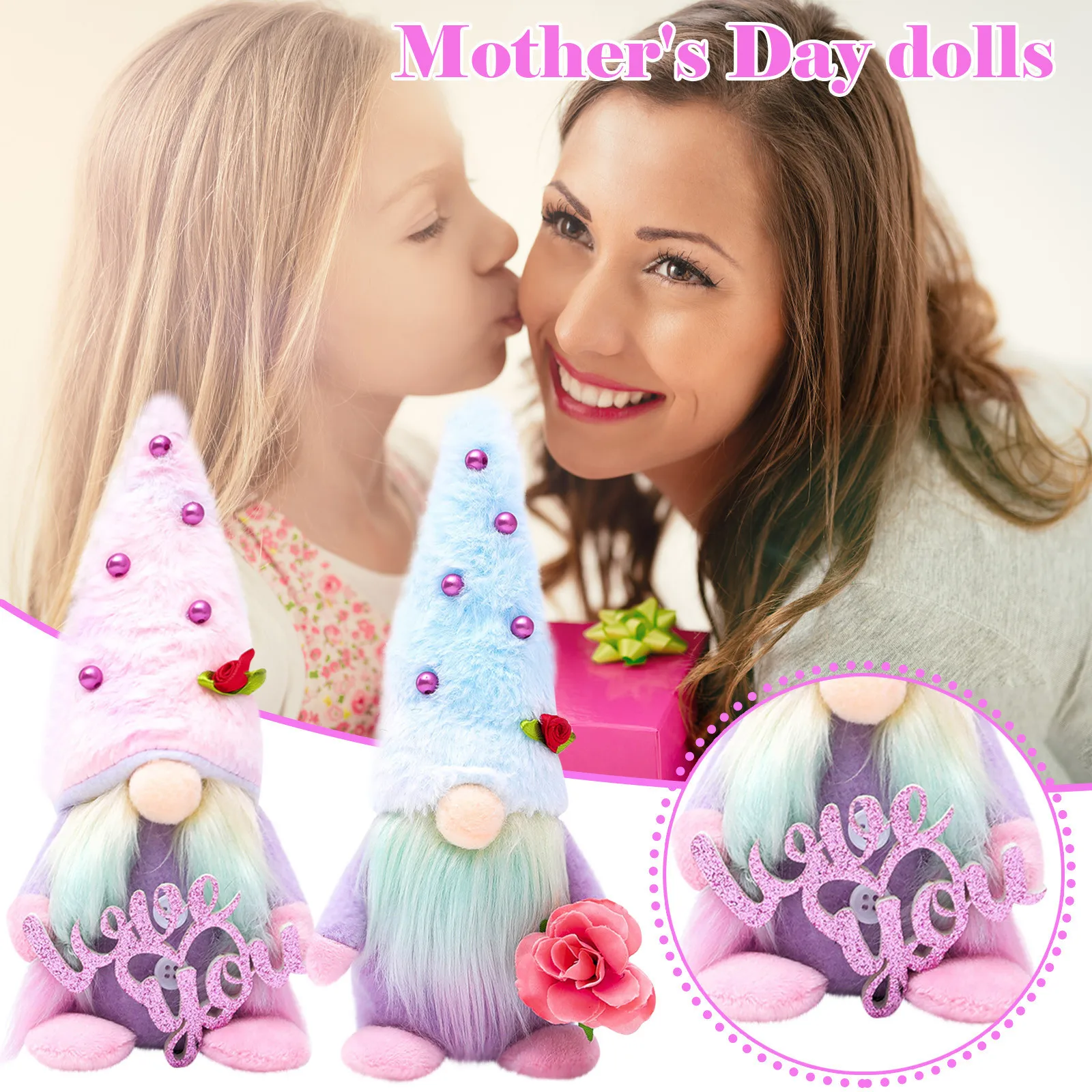 

Flowers Gnome Day Home Spring Dwarf Gnomes Mother's Gift Decoration h toy Noggin h