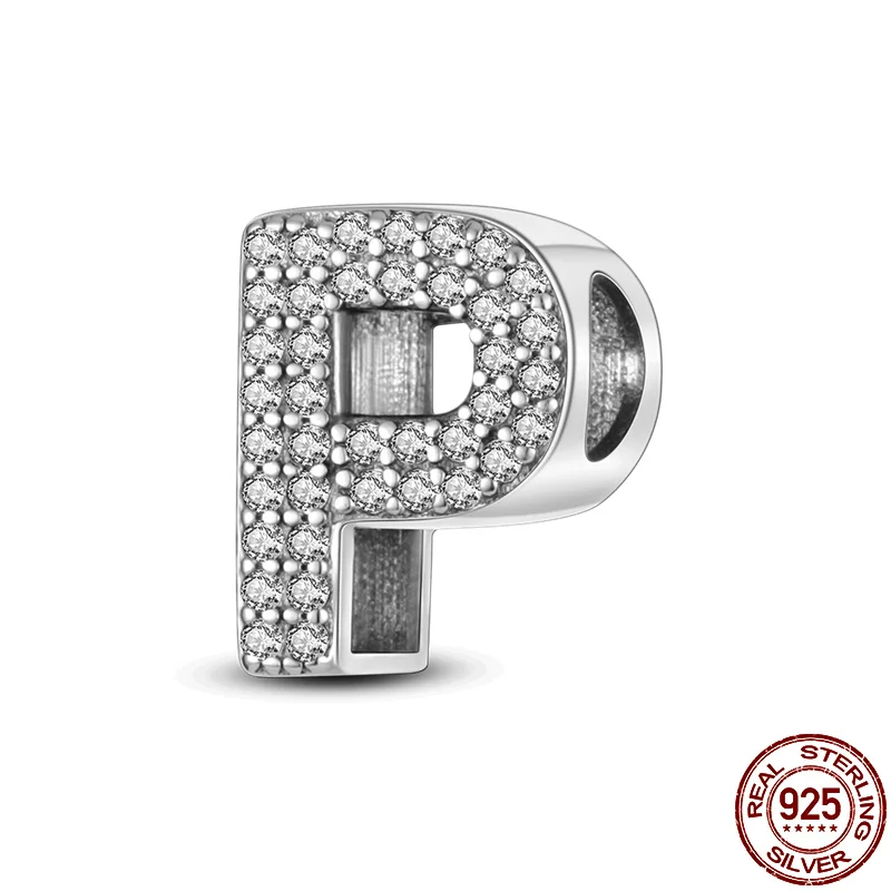 

plata charms of ley 925 original fit pandora 925 original bracelet silver Letter series-P beads charm diy women pendant jewelry