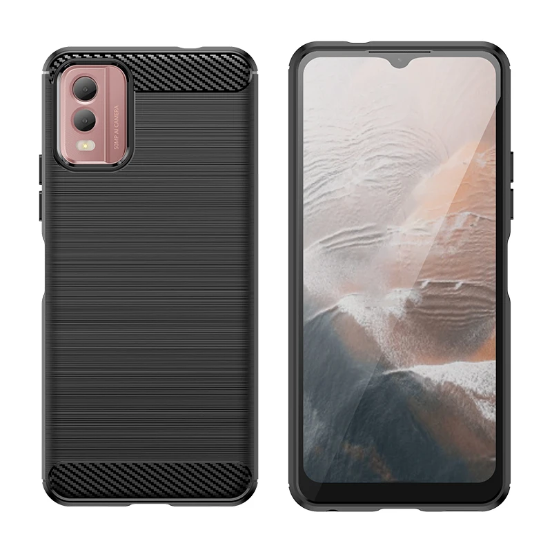 For Nokia C32 Case Nokia C32 Cover Coque Shell Fundas Carbon Fiber Soft Silicone TPU Phone Bumper For Nokia C32