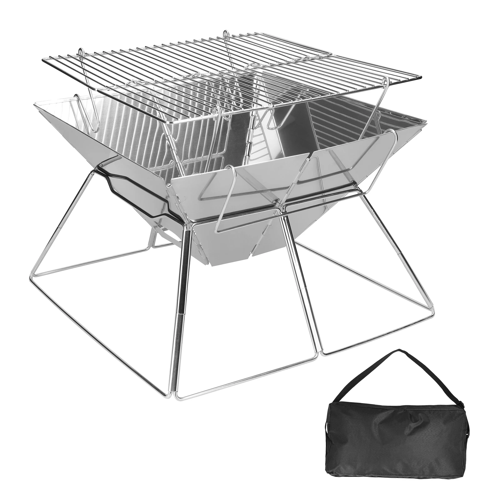 

Charcoal BBQ Grill Portable Camping Stove Campfire Stand with Carrying Bag for Outdoor Cooking Camping Picnic Backpacking Hiking