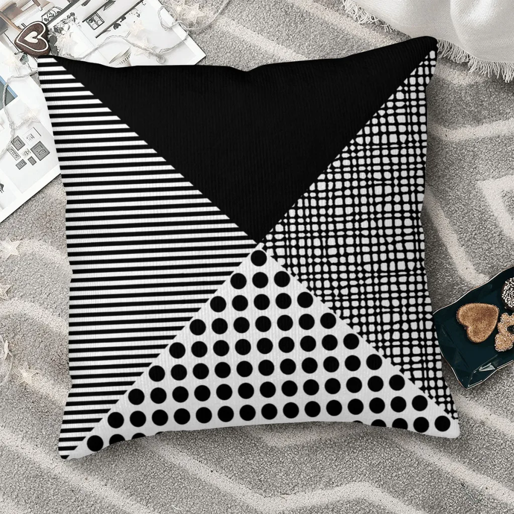 

Черно-белая диагональная текстура искусственная геометрический узор диван офис декоративная многоразовая обнимающая наволочка