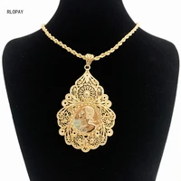 top quality france retro coin pendant republiqye francaise women necklace with slid chain algeria bidal gold necklace pendants