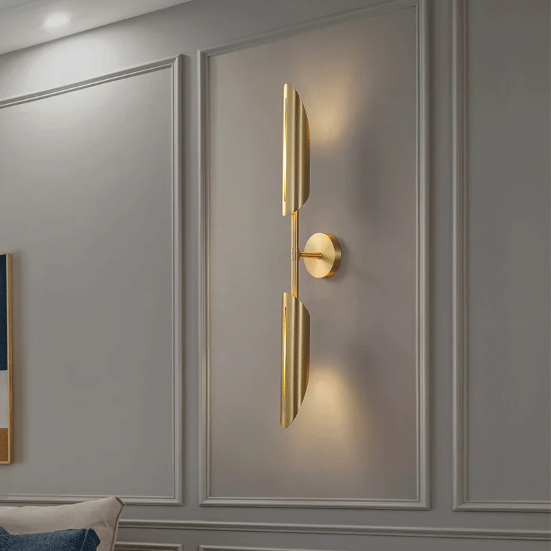 

Indoor LED Minimalist Copper Wall Lamp Designer Luxury Nordic Corridor Aisle Sconce For Living Room Bedroom Decor Lighting