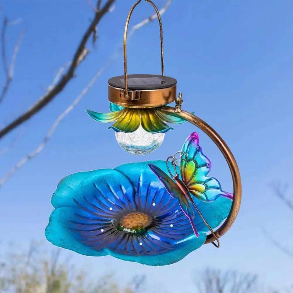 

Flower Light Metal Lovely Led Solar Hanging Outdoor Garden Decoration Garden Yard Feeding Decoration Gift Bird Feeder Lamp