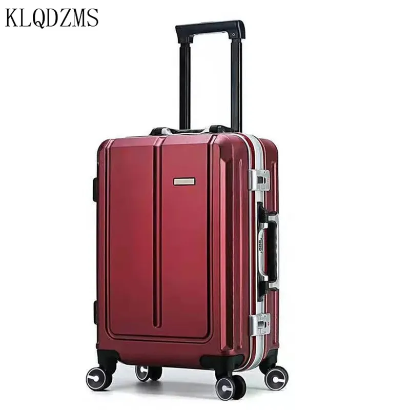 KLQDZMS High Quality Business Aluminum Frame Trolley Case Male 24 Inch Suitcase Female 20 Inch Silent Travel Boarding Case