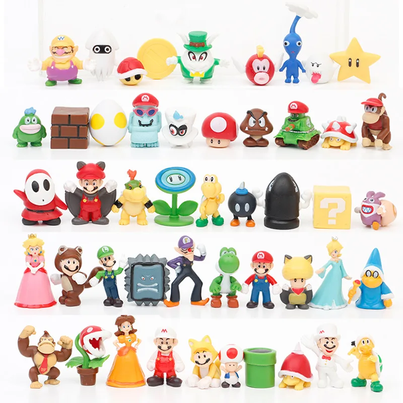 

Super Mario Bros Action Figures Luigi Yoshi Donkey Wario PVC Anime Figure Dolls Collectible Model Toy for Children Birthday Gift