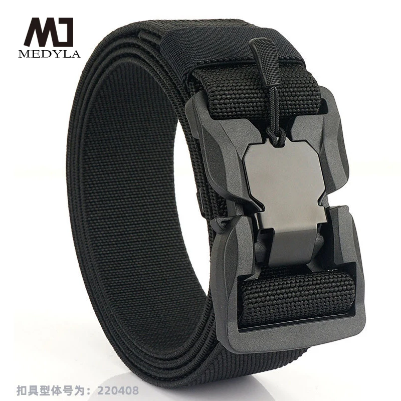 MEDYLA Tactical Belt Magnetic Buckle Quick Release Elastic Belt Casual Nylon Tooling Training Belt Men's Trousers Belt MN057