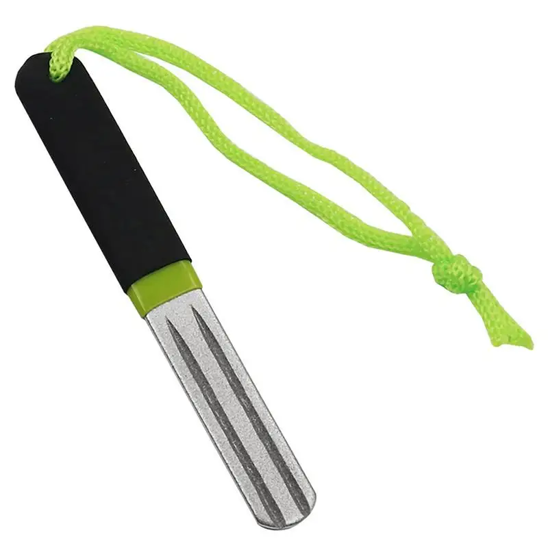 

Dual Sharpening Grooves Portable Dual Grit Fish Hook Grindstone Diamond Fish Hook Sharpener Files With Lanyard Grinding Tool For