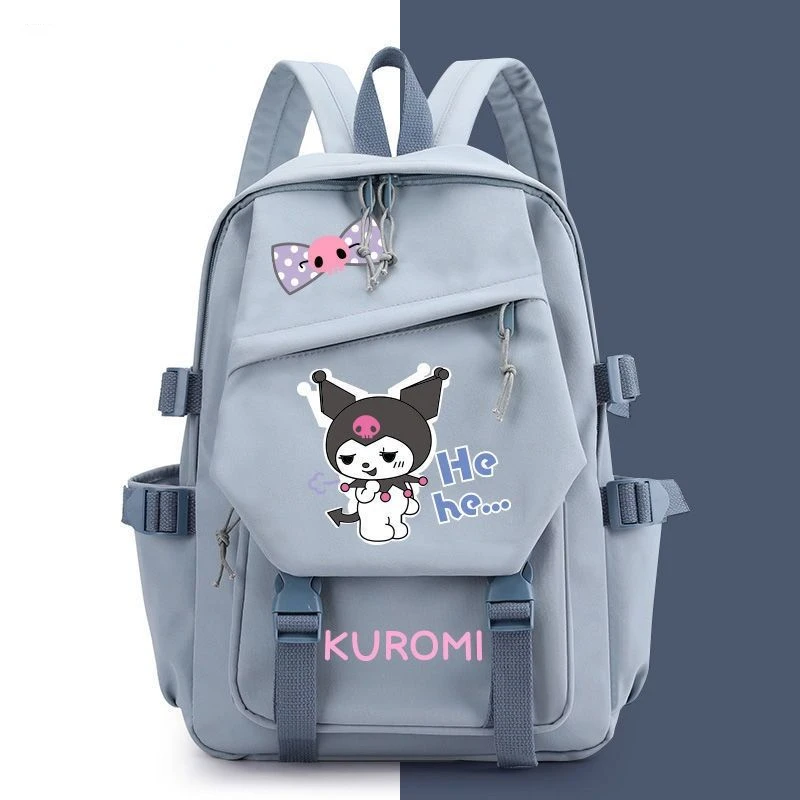 

Нейлоновая школьная сумка Sanrio Kuromi для женщин, милые Мультяшные ранцы для студентов, модный вместительный рюкзак, детский подарок