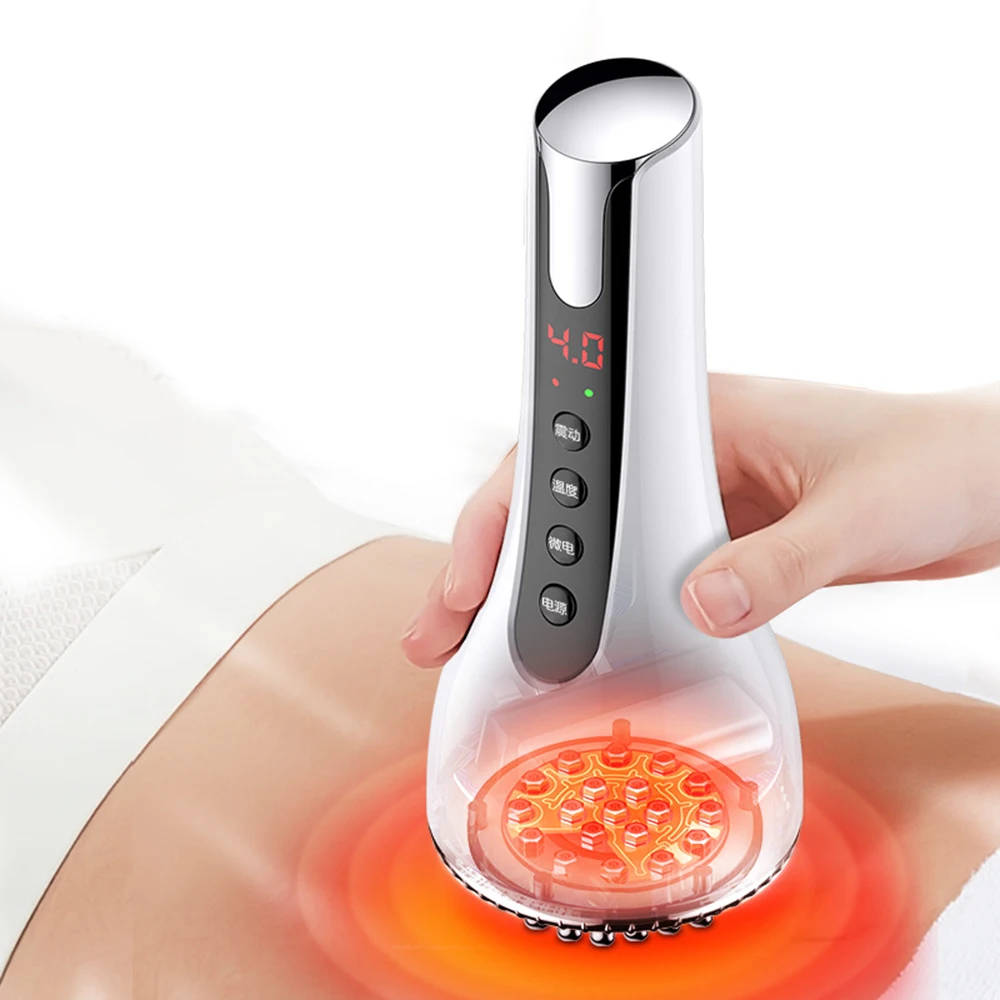 Multifunctional Infrared Heating Micro Electric Ems Health Care Meridian Brush Massage Body Slimming Brush Gua Sha Scraping