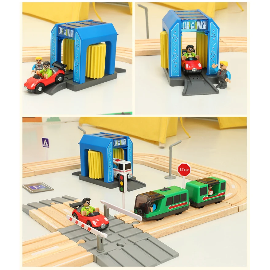 Детский набор электропоездов строительные блоки трек магнитный автомобиль