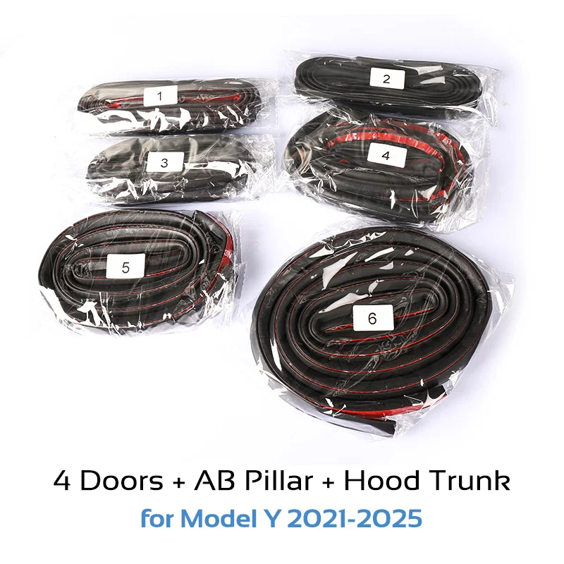 

Для Tesla Model 3 Y 2020-2025 Highland Juniper, комплекты резиновых уплотнений для дверей автомобиля, шумоизоляция, уплотнительные аксессуары для капота багажника