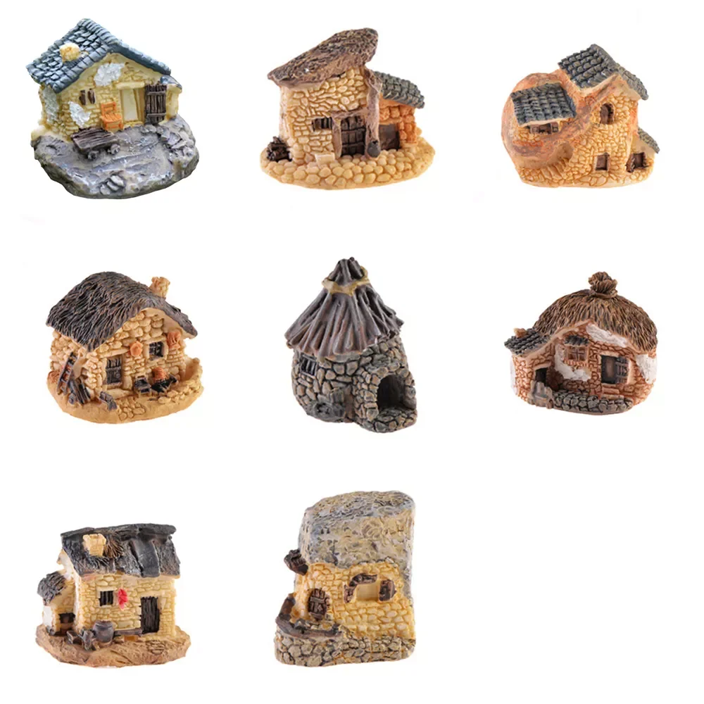 

Resin House Miniatures Figurines Garden Decoration Outdoor Accessories Mini Crafts for Home garden Decor