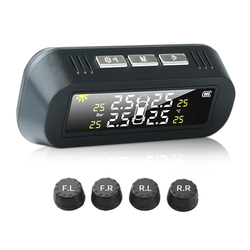 

Upgraded Tire Pressure Monitoring System Wireless Solar Powered TPMS Tire Pressure Real-time Monitor Alarm System Drop Shipping