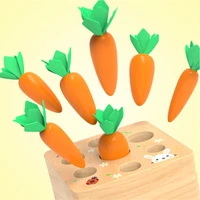wooden toys baby montessori toy set pulling carrot shape matching size cognition baby toy educational toy for children kids gift