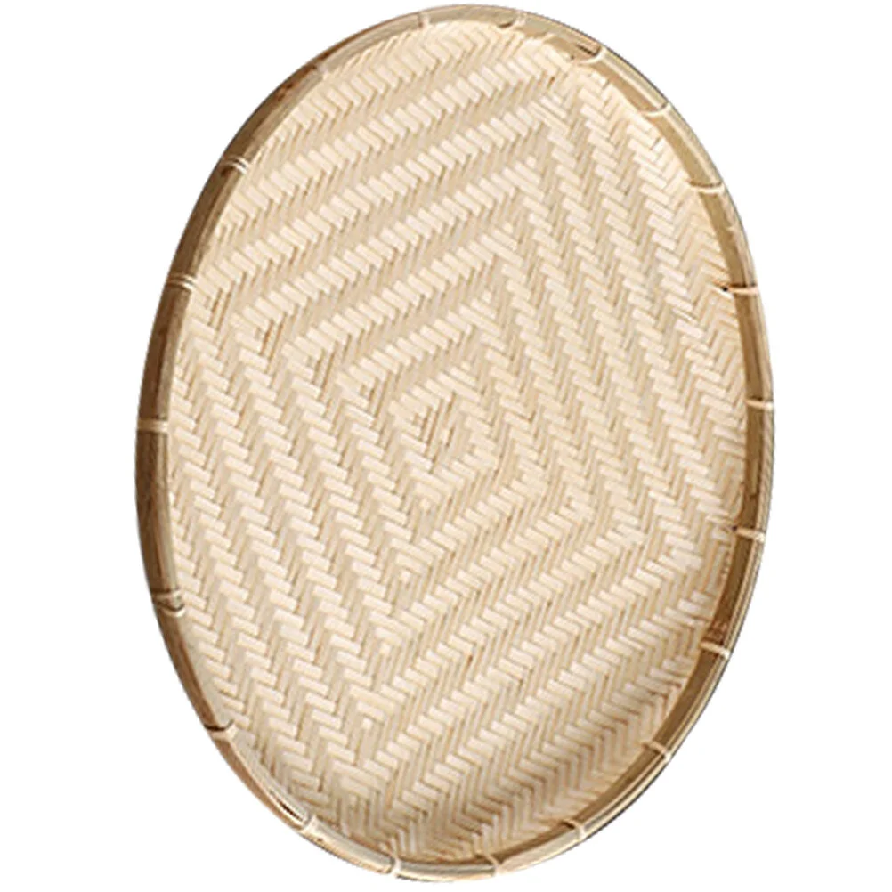 

Vegetable Dish Home Storage Basket Round Woven Tray Woven Container Kitchen Circle Bamboo Dessert Serving Snack Eating
