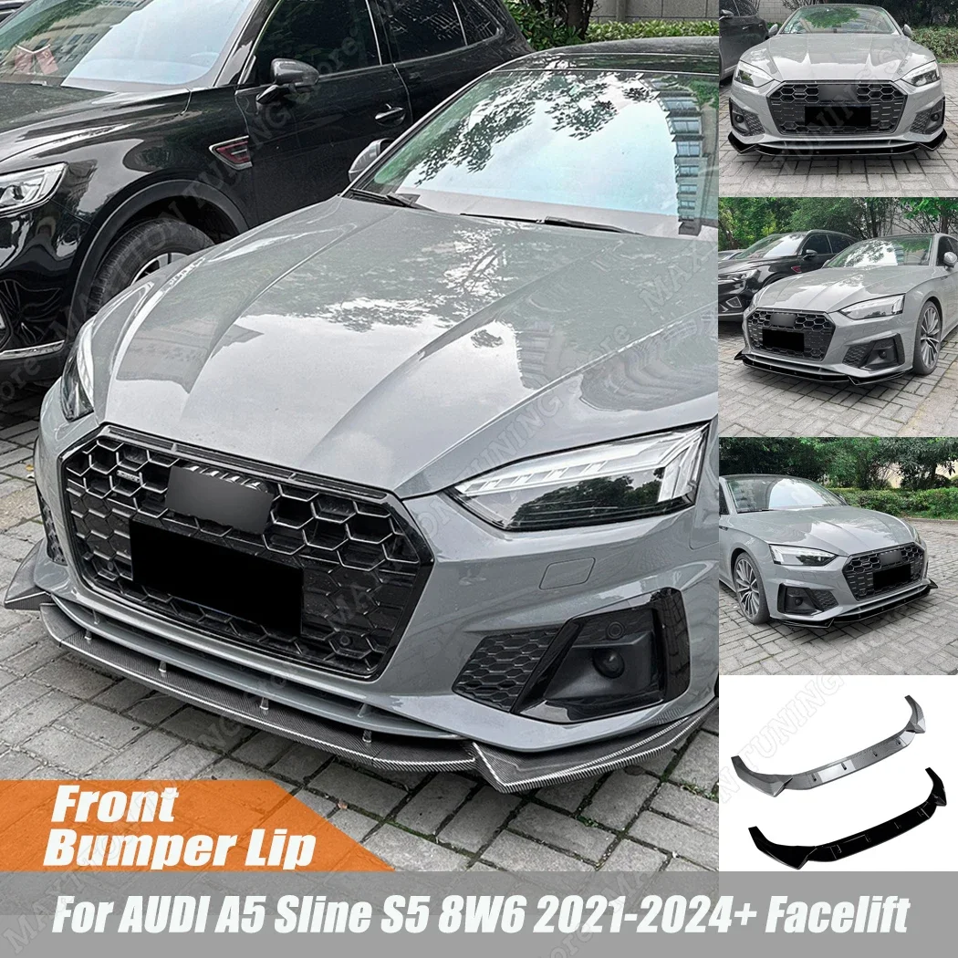 3 шт. передний бампер комплект для губ спойлер сплиттер пластиковый Canard AUDI A5 Sline S5