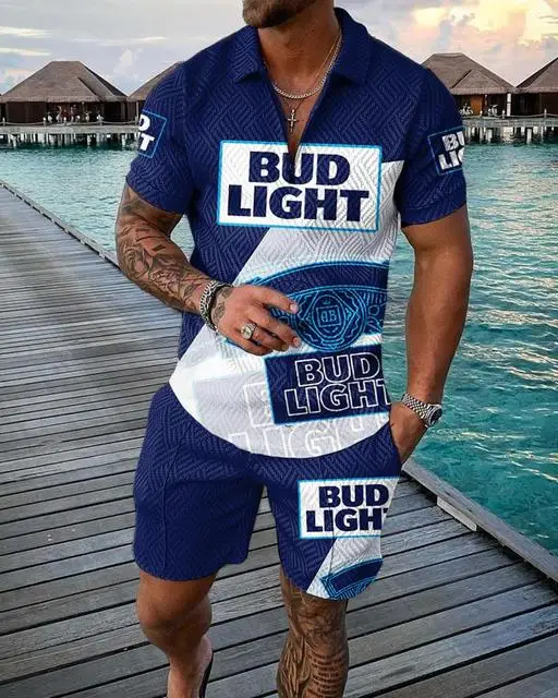 Solid Color Polo Set Men's Tracksuit Polo Suit Fashion Men Casual Print Streetwear Short Sleeve POLO Shirt&Shorts 2 Pieces Sets