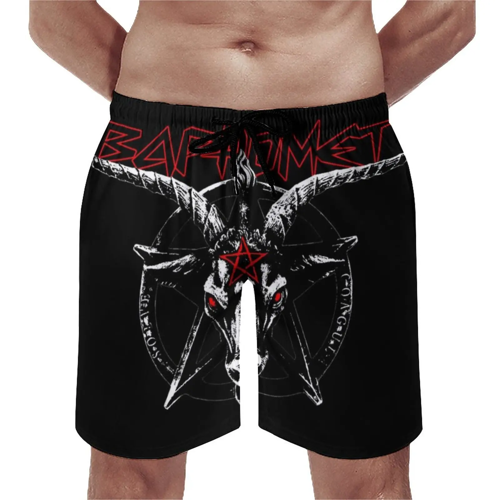 

Baphomet Sabbatic Goat Devil Board Shorts Satan Steven Rhodes Quality Board Short Print Big Size Swim Trunks Males