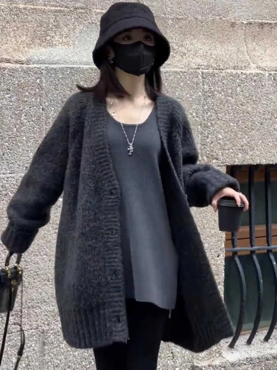 Американский винтажный свитер Idle Sle Верхняя одежда Женская утолщенная свободная