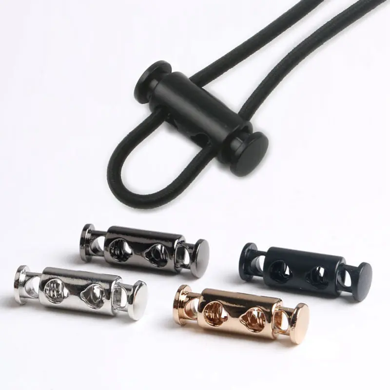 

10Pcs Metal Cord Stopper Double Holes Spring Toggle Cord Lock Ends Stop Drawstring Rope Locks Buckle Garments Accessories