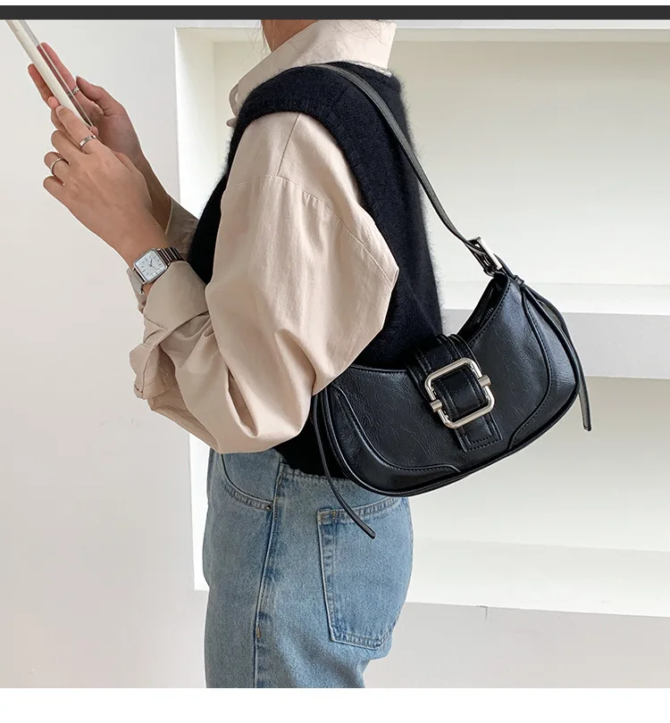 

Classic Vintage Underarm Handbag for Women PU Leather Fashion Crossbody Purse Small Shoulder Bag with Adjustable Shoulder Strap