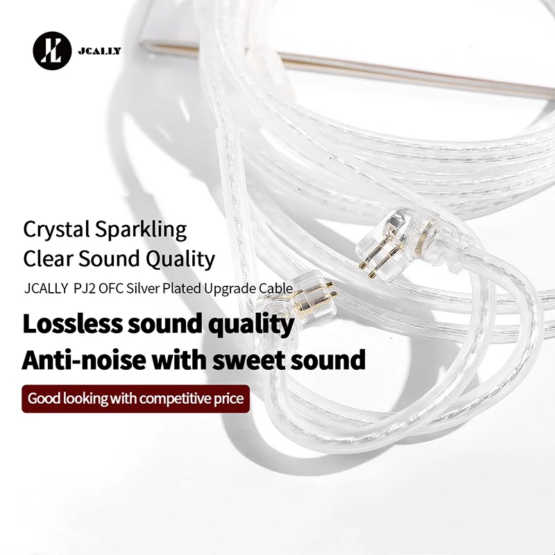 

Jcally PJ2 Silver Plated Upgrade Cable wire 5N OFC Oxygen-free copper 0.78mm QDC MMCX Cable with Microphone for kz trn