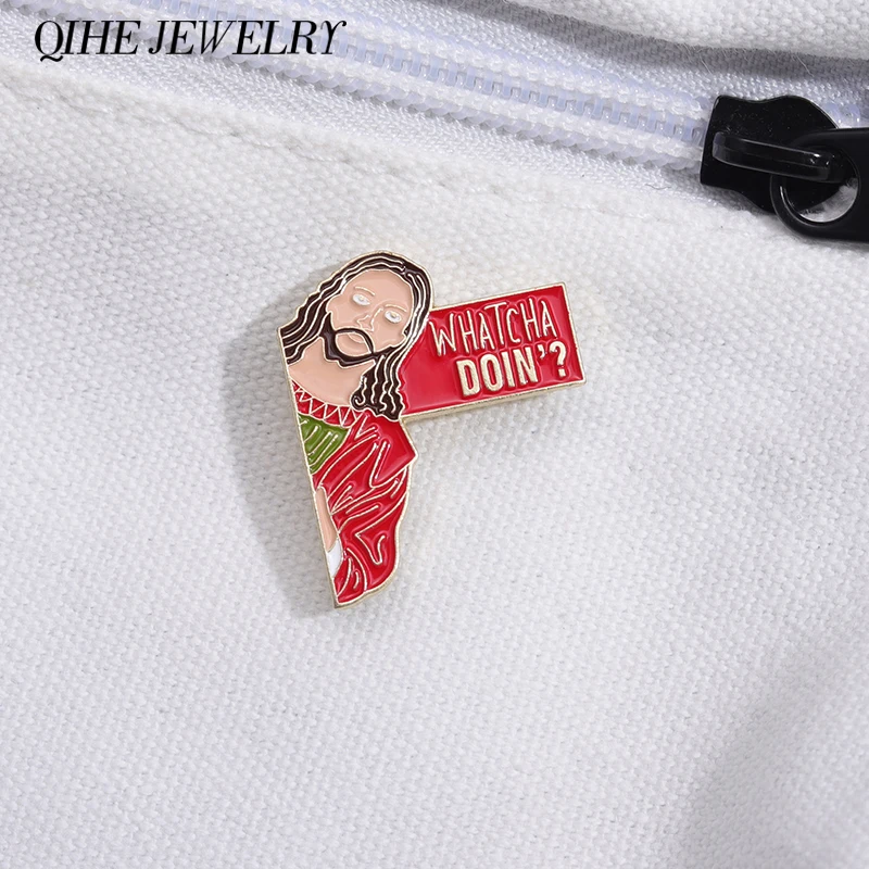 

I Saw That Enamel Pin Jesus Brooch Metal Badges Jewelry Accessories Gift for Friends Lapel Clothes Cartoon Funny Custom