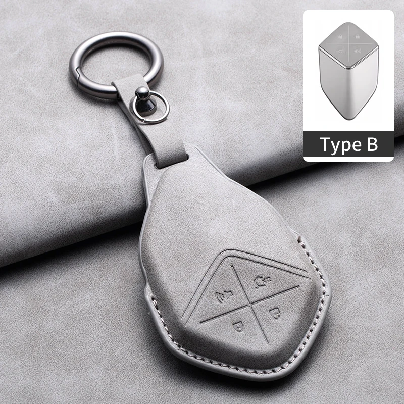 

Кожаный чехол для автомобильного ключа с дистанционным управлением для Changan Deepal S7 SL03 2023 2024, автомобильный брелок с 4 кнопками, держатель, брелок