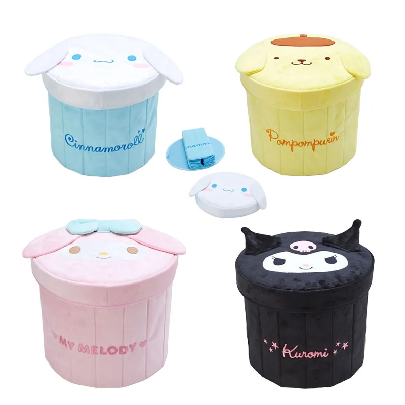 New Sanrioed Anime Cinnamoroll My Melody Kuromi Purin Dog Kitty Kawaii Cute Clothes Sundries Toys Fold Storage Bucket Girl Gift