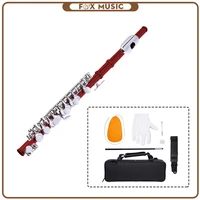 excellent nickel plated c key piccolo red color w case cleaning rod and cloth and gloves cupronickel piccolo set