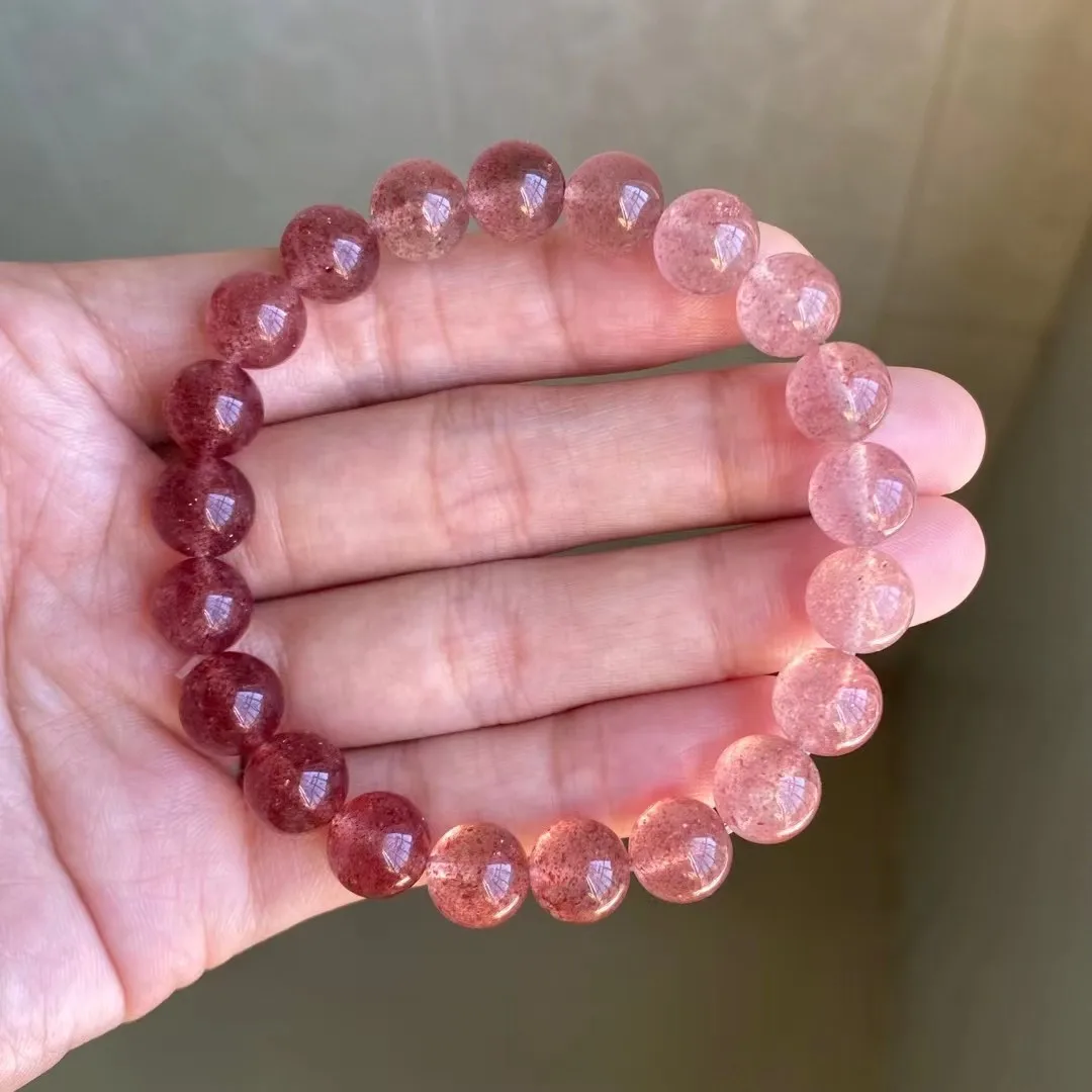 

9mm Natural Red Strawberry Quartz Bracelet For Women Man Wealth Luck Love Reiki Gift Healing Crystal Beads Strands Jewelry AAAAA