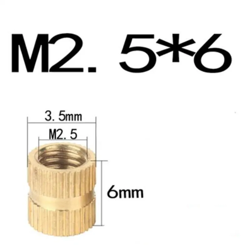 

1000pcs M2.5*6 M2.5X6 Injection Molding Brass insert nut Knurled Thread Inserts Nuts