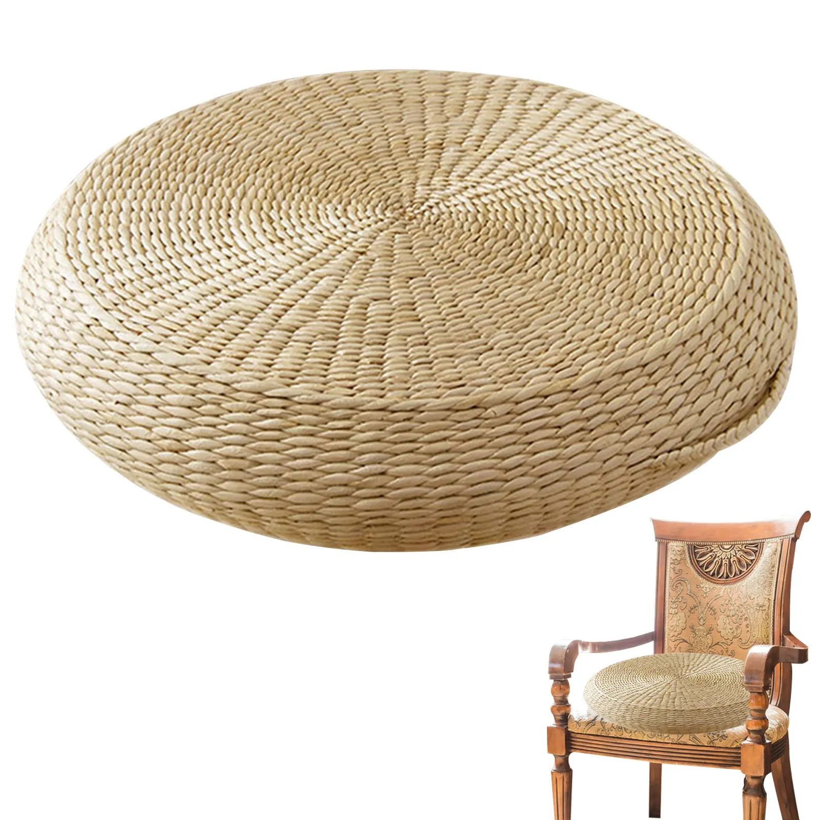 

Tatami Floor Cushion Japanese Style Straw Cushion Meditation Futon Round Straw Weave Seat Cushion Tatami Handmade Pillow Yoga