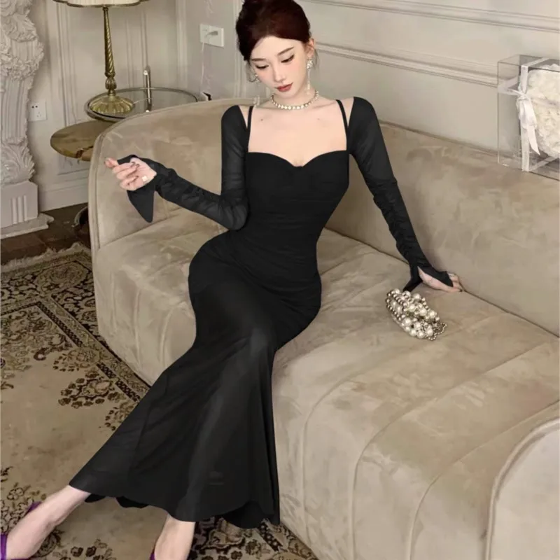 Сексуальные сетчатые облегающие платья для женщин с открытыми плечами