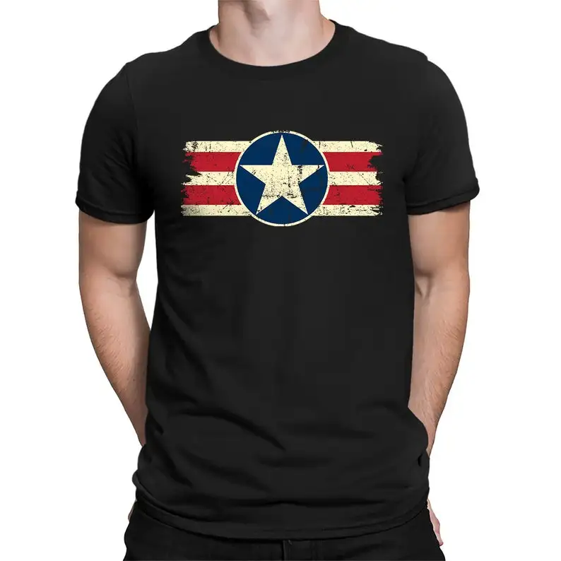 

Retro Army Star Logo USA Flag Patriotic Patriotism Land Of The Free United States Of America 4th Of July Men's T-shirt SF-0343