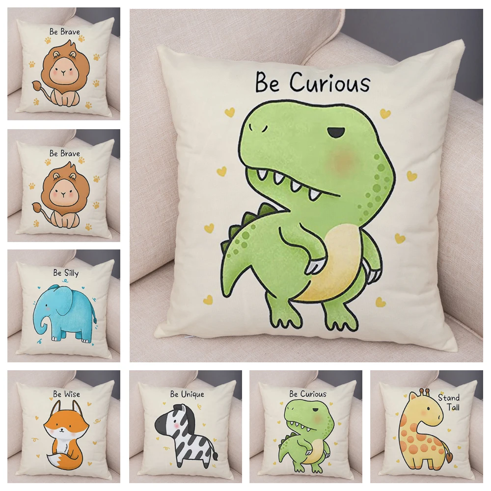 

Fox Dinosaur Giraffe Lion Pillowcase Decoration Cute Cartoon Animal Cushion Cover Sofa Pillowcase Pillowcase