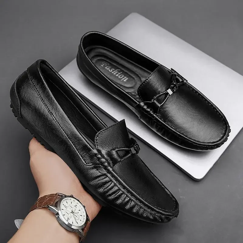 

Leather Casual Shoes Men's Slip-on Loafers Soft Bottom Black Flat Men's Tods Business Men's Shoes